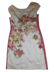 Vorschaubild 3 von Etuikleid Damen Gr. 36 Beige Blumenmuster Elegant Kleid