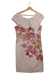 Vorschaubild 1 von Etuikleid Damen Gr. 36 Beige Blumenmuster Elegant Kleid