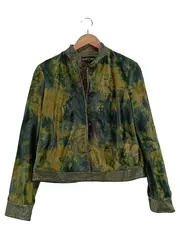 Vorschaubild 1 von Damen Lederjacke Gr. 38/M Modern Mehrfarbig Grün Braun