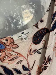 Vorschaubild 2 von Damen Blusenkleid Gr. 36 S Beige Blumenmuster Viskose Midikleid