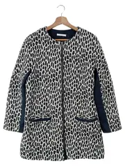 Vorschaubild 1 von Damen Sweatjacke Gr. 40/L Animal-Print Schwarz Weiß Baumwolle