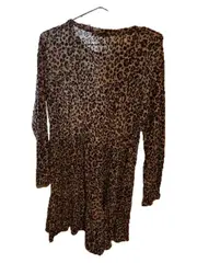 Vorschaubild 3 von Damen Sommerkleid Freizeitkleid Gr. 40 L Beige Leo-Print Tierdruck Langarm