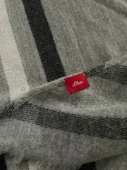 Vorschaubild 2 von Damen Schal kariert grau schwarz Glitzer Fransen 220x115cm