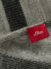 Vorschaubild 3 von Damen Schal kariert grau schwarz Glitzer Fransen 220x115cm