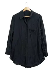 Vorschaubild 1 von Damen Hemd Bluse Schwarz Gr. M Minimalistisch Baumwolle