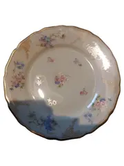 Vorschaubild 1 von Thomas Ivory Kuchenteller 20 cm Porzellan Weiß Blumenmuster Goldrand Klassisch