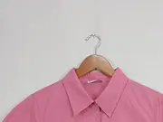 Vorschaubild 4 von Damen Bluse Gr. 46 Pink Kurzarm Basic Baumwolle