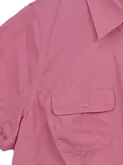 Vorschaubild 2 von Damen Bluse Gr. 46 Pink Kurzarm Basic Baumwolle