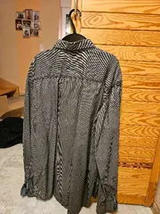 Vorschaubild 2 von Herren Freizeithemd Langarm Grau Gestreift Gr. XL 100% Baumwolle