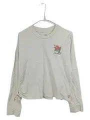 Vorschaubild 1 von Damen Langarmshirt Blumenprint Beige Gr. S Baumwolle Cropped