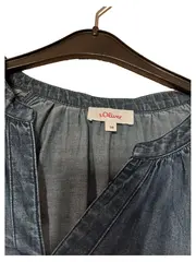 Vorschaubild 5 von Damen Bluse Jeansoptik Tunika Gr. 38 Blau 3/4-Arm Casual