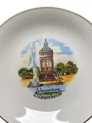 Vorschaubild 2 von Sammelteller "Wasserturm Mannheim" Porzellan Weiß 19cm Glitzer