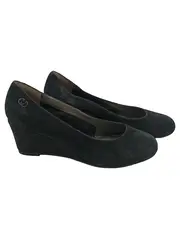Vorschaubild 1 von Damen Keilabsatz Pumps Wedges Schwarz Wildleder Gr. 39