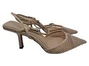Vorschaubild 1 von Damen Slingback Pumps Mesh Netz Beige Gr. 38 Elegant Stiletto