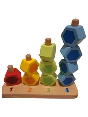 Vorschaubild 1 von Holzstapelturm mit Zahlen 1-4 Stapelspiel Lernspielzeug Kinder Holz