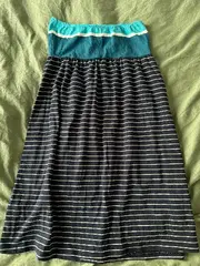 Vorschaubild 2 von Sommerkleid Damen Gr. 38 Trägerlos Gestreift Blau Maritim