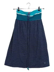Vorschaubild 1 von Sommerkleid Damen Gr. 38 Trägerlos Gestreift Blau Maritim
