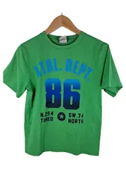 Vorschaubild 1 von Jungen T-Shirt Kurzarm Grün Schriftzug Logo Print Gr. 146 Freizeit