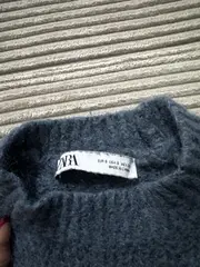 Vorschaubild 2 von Damen Cropped Pullover Bouclé Strick Blau Gr. S