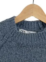 Vorschaubild 4 von Damen Cropped Pullover Bouclé Strick Blau Gr. S