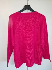 Vorschaubild 2 von Damen Pullover Gr. 48 Pink Rippstrick Baumwolle Langarm
