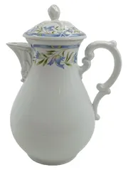 Vorschaubild 1 von Kaffeekanne Porzellan Blumenmuster Weiß Blau 23cm mit Deckel
