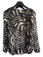 Vorschaubild 3 von Damen Bluse Animal Print Gr. 34 XS Langarm schwarz beige