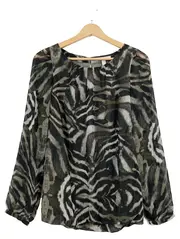 Vorschaubild 1 von Damen Bluse Animal Print Gr. 34 XS Langarm schwarz beige