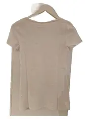 Vorschaubild 3 von Damen T-Shirt Basic V-Ausschnitt Weiß Gr. 34 XS Kurzarm Baumwolle