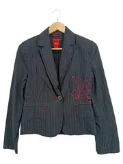 Vorschaubild 1 von Damen Blazer Grau Gestreift Stickerei Gr. 38