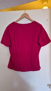 Vorschaubild 2 von Damen Poloshirt Gr. 40/L Pink Casual V-Ausschnitt Kurzarm