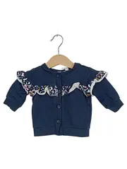 Vorschaubild 1 von Mädchen Strickjacke Gr. 50 Blau mit Rüschen & Tiermuster