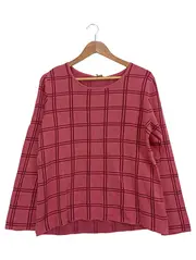 Vorschaubild 1 von Damen Pullover Gr. 40 L Rot Kariert Casual Langarm