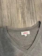 Vorschaubild 2 von Pullover Damen Gr. 42/XL Grau Basic V-Ausschnitt Viskose-Mix