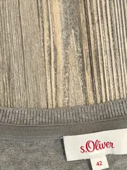 Vorschaubild 3 von Pullover Damen Gr. 42/XL Grau Basic V-Ausschnitt Viskose-Mix