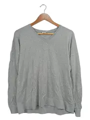 Vorschaubild 1 von Pullover Damen Gr. 42/XL Grau Basic V-Ausschnitt Viskose-Mix