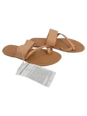 Vorschaubild 1 von Damen Leder Zehentrenner Sandalen Beige Gr. 40
