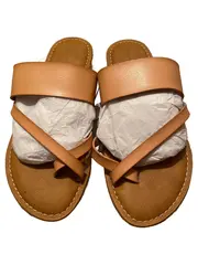 Vorschaubild 2 von Damen Leder Zehentrenner Sandalen Beige Gr. 40