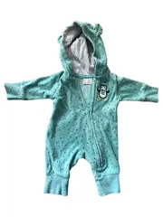 Vorschaubild 1 von Baby Overall Strampler Türkis Gr. 50 Kapuze Pinguin Punkte