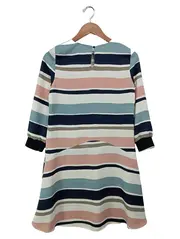 Vorschaubild 2 von Damen Freizeitkleid Gr. 38/M Gestreift Mehrfarbig Modern