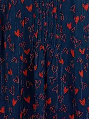 Vorschaubild 5 von Damen Bluse Gr. 38 Blau Herzmuster Spitze Langarm Romantisch