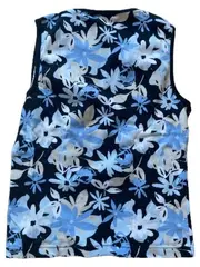 Vorschaubild 3 von Damen Top Ärmellos Blumenmuster V-Ausschnitt Gr. 38 Blau