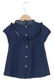 Vorschaubild 2 von Kinder Jeanskleid Gr. 98 Blau Casual Rüschen Schleife