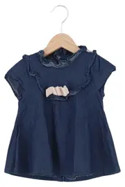 Vorschaubild 1 von Kinder Jeanskleid Gr. 98 Blau Casual Rüschen Schleife