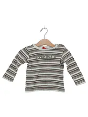 Vorschaubild 1 von Baby Langarmshirt Gr. 62 gestreift weiß grau Baumwolle