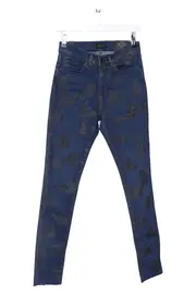 Vorschaubild 1 von Damen Slim Fit Jeans Blau Abstrakt Muster Stretch W27 36 S