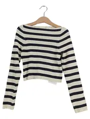 Vorschaubild 1 von Mädchen Pullover Gr. 140 Gestreift Creme Navy Rippstrick