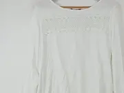 Vorschaubild 3 von EDC Damen Langarmshirt Weiß Spitze Gr. 42/XL Baumwolle Feminin