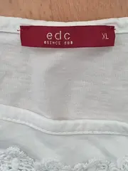 Vorschaubild 4 von EDC Damen Langarmshirt Weiß Spitze Gr. 42/XL Baumwolle Feminin