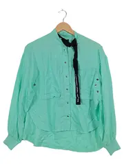 Vorschaubild 1 von Damen Bluse Türkis Lyocell Gr. XS 34 Modern Schleife